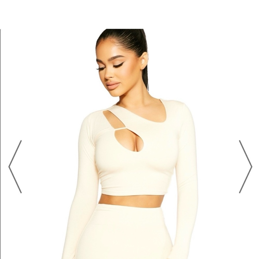 Naked Wardrobe Cream Cut-Out Crop Top